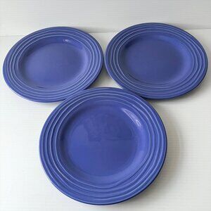 3 Royal Norfolk Dinner Plates Blue 10.5" Raised Ribbed Rim